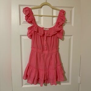 NWT Chelsea &‎ Violet Cassia Gauze Square Neck Ruffle Hem Romper Coastal Cowgirl